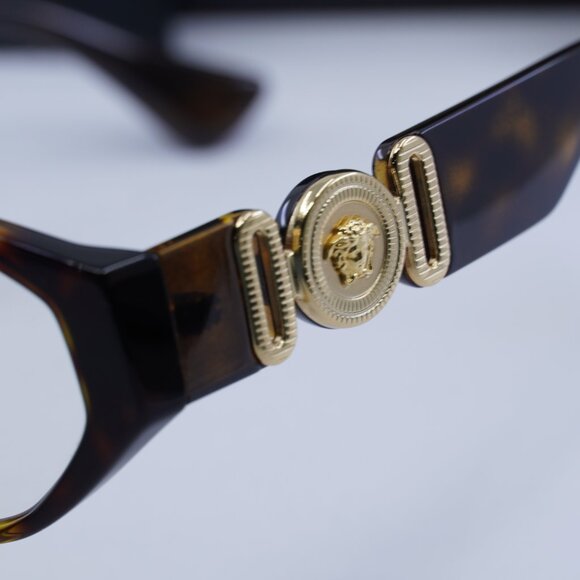 Versace VE3320U 108 Geometric Eyeglasses 56mm - Dark Havana - Picture 6 of 11